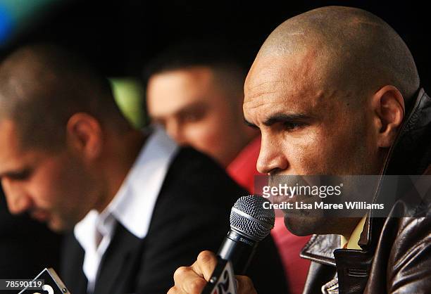 Anthony Mundine answers questions during a press conference at the Sydney Entertainment Centre on December 20, 2007 in Sydney, Australia. Anthony...