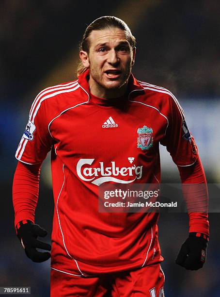 Andriy Voronin of Liverpool gestures during the Carling Cup Quarter Final match between Chelsea and Liverpool at Stamford Bridge on December 19, 2007...