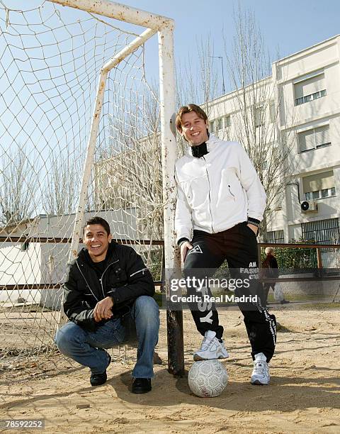 Cicinho and Antonio Cassano of Real Madrid pose for a portrait on February 1, 2006 in Madrid, Spain