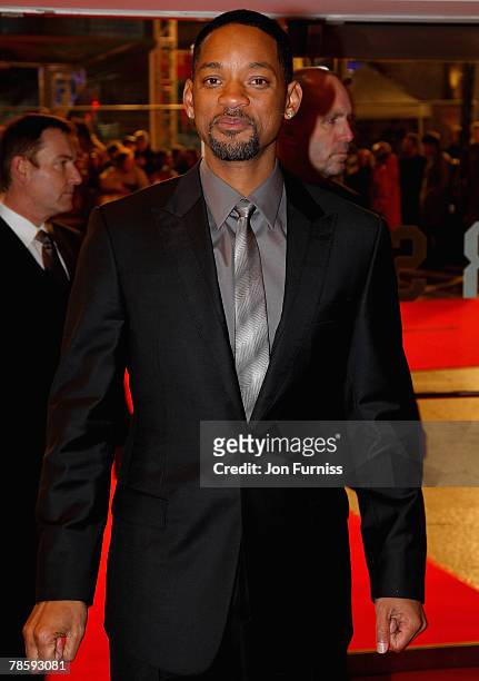 Will Smith attends the I Am Legend film premiere held at the Odeon Leicester Square on December 19, 2007 in London.