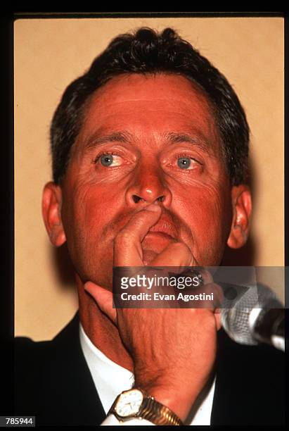 Davis Cup team captain Tom Gullickson sits at a USTA press conference at the Inter-Continental Hotel December 20, 1996 in New York City. The USTA is...