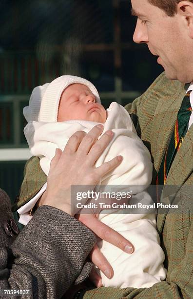 Sophie, Countess of Wessex and Prince Edward, Earl of Wessex leave Frimley Park Hospital with their baby son, Viscount Severn, their second child on...