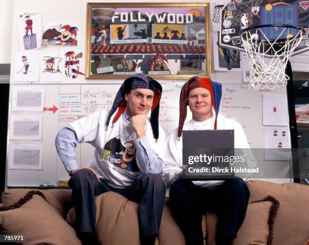 S of Motley Fool Online Investment site, David and Tom Gardner, pose for a portrait January 15, 1998.
