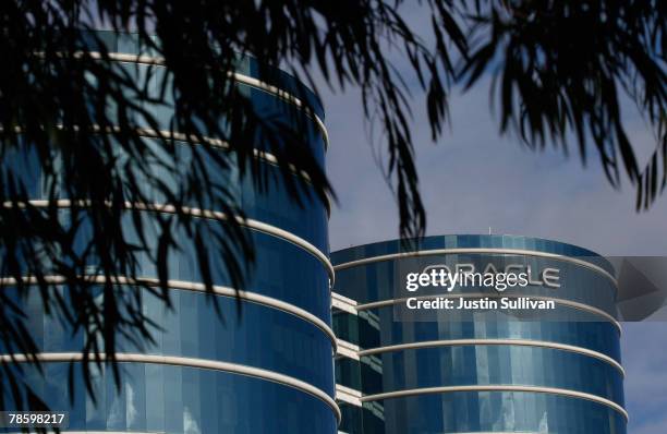 The Oracle headquarters is seen December 20, 2007 in Redwood Shores, California. Oracle reported a 25 percent surge in its fiscal first quarter net...