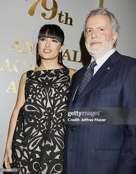 Salma Hayek and Sid Ganis, Academy President