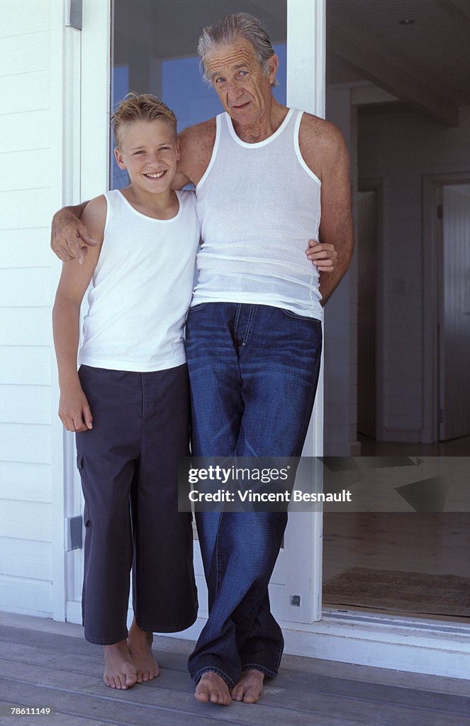 Portrait of a grandfather and grandson