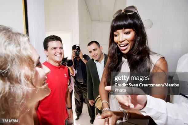 British supermodel and television personality Naomi Campbell meets Yanet Sousa and her husband Frank Suarez, owners of a newly finished home donated...