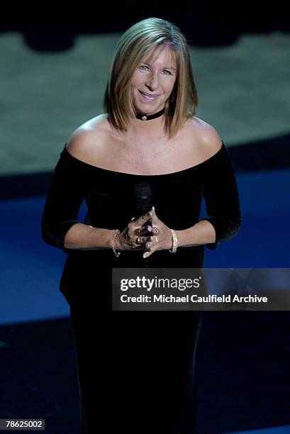 Barbra Streisand reacts after singing "You'll Never Walk Alone" to close the 53rd Annual Primetime Emmy Award Show.