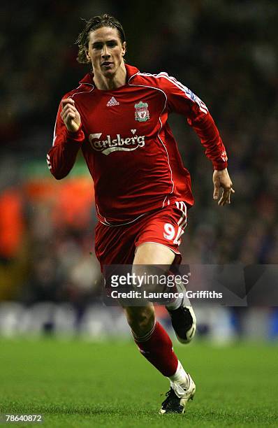 Fernando Torres of Liverpool in action during the Barclays Premier League match between Liverpool and Portsmouth at Anfield on December 22, 2007 in...