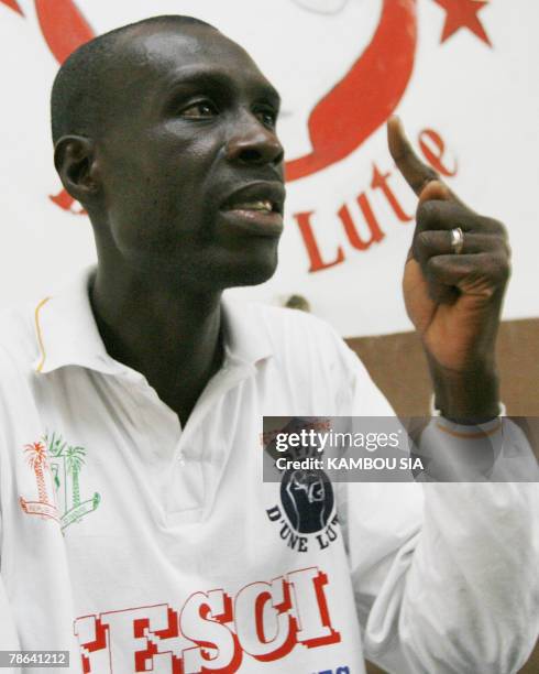 Mian Augustin, the new secretary general of the "Federation Estudiantine et Scolaire de Cote d'Ivoire " gives an interview after being elected, 23...