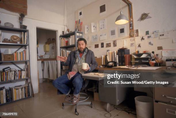 American abstract painter Ed Moses in his studio, February 1980.