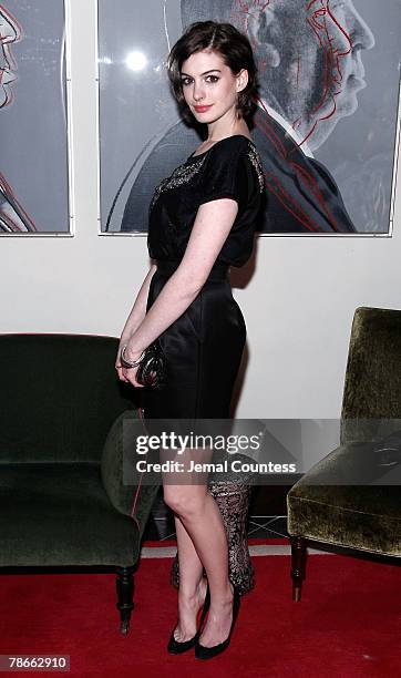 Actress Anne Hathaway attends the Dolce & Gabbana's "The One" Fragrance Launch and Private Dinner at The Grammercy Park Hotel on december 4, 2007 in...