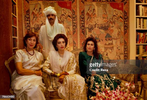 Benazir Bhutto , her mother, Nusrat Bhutto , Benazir's sister Nassim and Benazir's husband, Asif Zardari on their December 18 at the Clifton Palace...