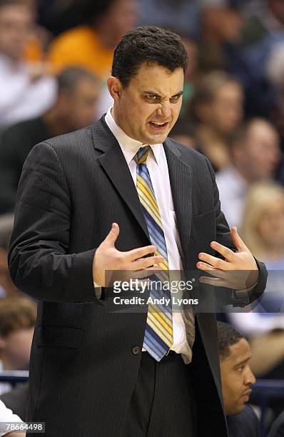 Head coach Sean Miller of Xavier Musketeers yells instructions during the game against the Tennessee Volunteers at the Cintas Center December 22,...