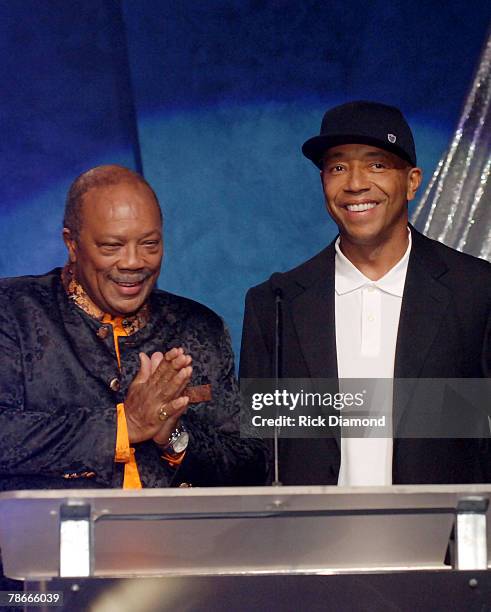 Songwriter Award presenters Quincy Jones, Russell Simmons present to Jermaine Dupri