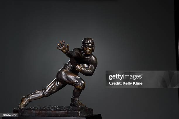 Detail view of he 2007 Heisman Trophy awarded to quarterback Tim Tebow of the University of Florida on December 8, 2007 in New York City.