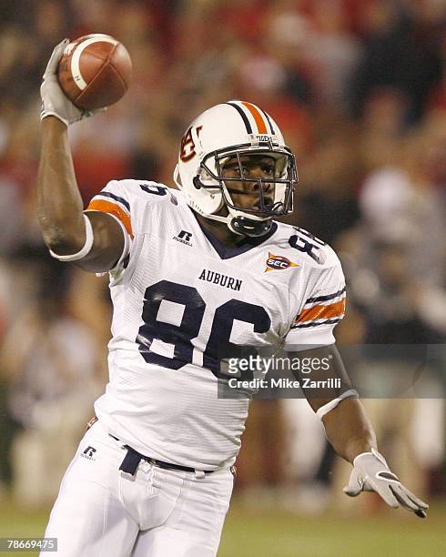 Auburn WR Courtney Taylor attempts to throw a pass during the game against Georgia at Sanford Stadium in Athens, GA on November 12, 2005. The Tigers...