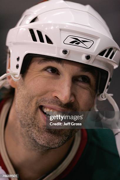 Brian Rolston of the Minnesota Wild smiles before the game against the Los Angeles Kings at the Staples Center on December 15, 2007 in Los Angeles,...