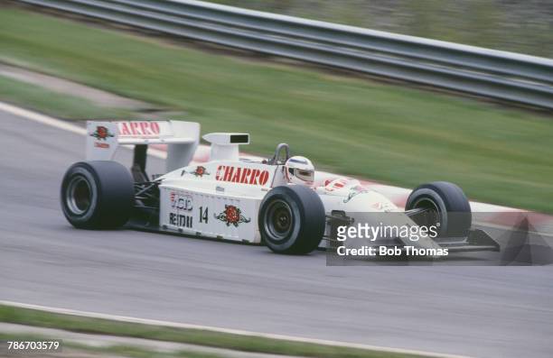 French racing driver Pascal Fabre drives the Team El Charro AGS AGS JH22 Cosworth V8 to finish in 10th place in the 1987 Belgian Grand Prix at...