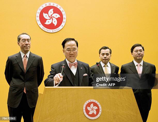 Chief Secretary Henry Tang, Chief Executive Donald Tsang, Secretary for Justice Wong Yan Lung and Secretary for Constitutional Affairs Stephen Lam...