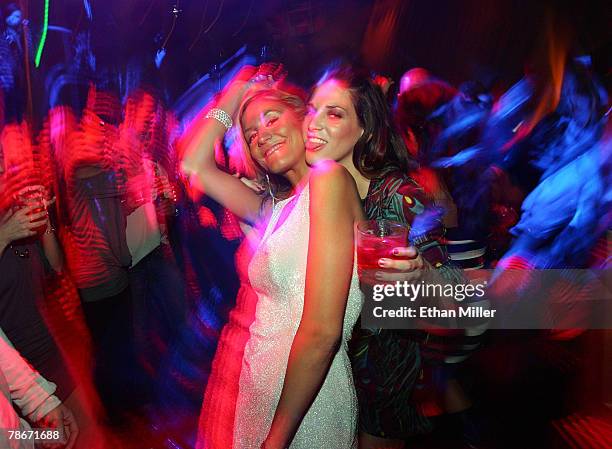 General view of patrons dancing during the New Year's weekend kickoff party for Prive Las Vegas inside the Planet Hollywood Resort & Casino early...