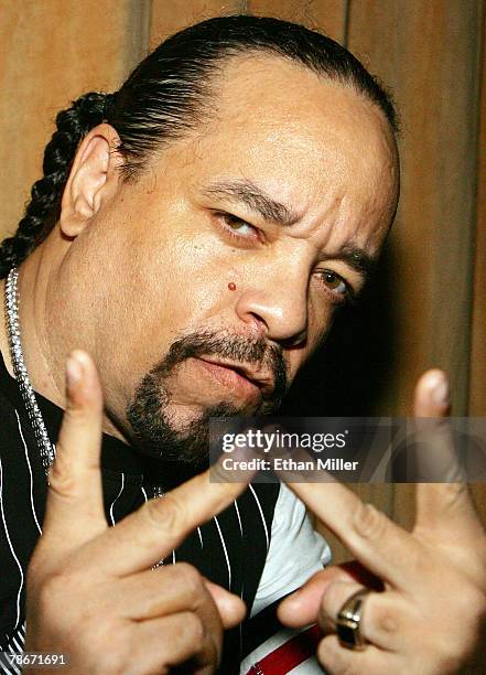 Actor/rapper Ice-T poses as he hosts the New Year's weekend kickoff party for Prive Las Vegas inside the Planet Hollywood Resort & Casino early...