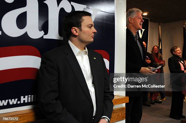 Former U.S. President Bill Clinton campaigns for his wife and presidential hopeful U.S. Senator Hillary Clinton December 29, 2007 at VFW Post 483 in...