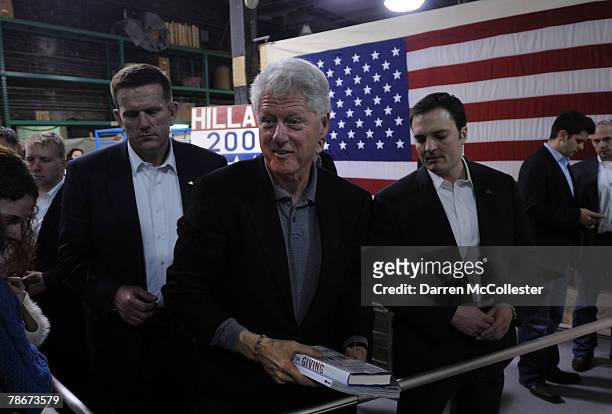 Former U.S. President Bill Clinton campaigns at Salmon Falls Stoneware on behalf of his wife and presidential hopeful U.S. Senator Hillary Clinton...
