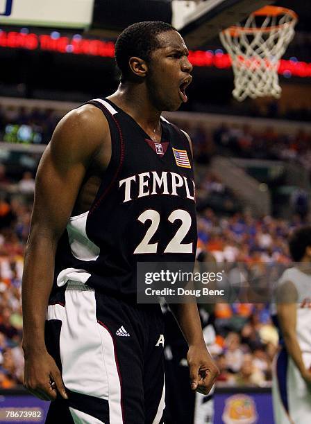 Dionte Christmas of the Temple Owls celebrates after hitting a basket while being fouled against the Florida Gators in the Orange Bowl Basketball...