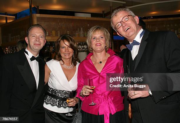 Kim Heckscher and his wife Christiane Heckscher, brother Nils Heckscher and his wife Sabine attend the birthday party for Dieter Thomas Heck 70th...