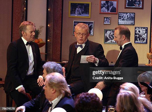 Heck's sons Nils Heckscher and Kim Heckscher attend the birthday gala to celebrate Dieter Thomas Heck's 70th birthday on December 29, 2007 in Berlin,...