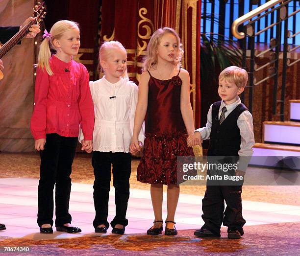 Kieter Thomas Heck's grandchildren Line Heckscher and Jule Heckscher , Vivian-Celine Heckscher and Phil Heckscher attend the birthday gala to...