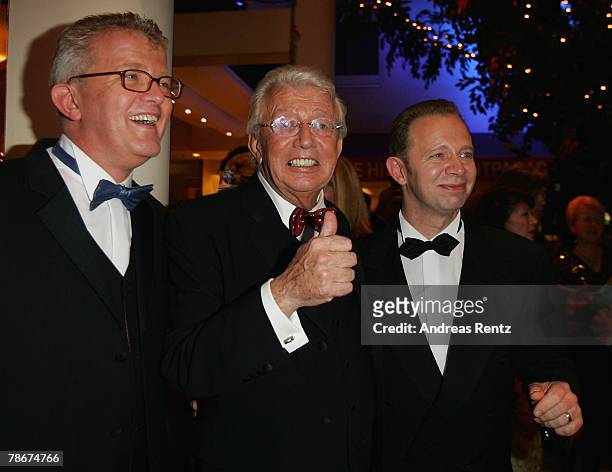 Television host Dieter Thomas Heck with his sons Nils Heckscher and Kim Heckscher attend the after show party to the 'Danke Dieter Thomas Heck - 70th...