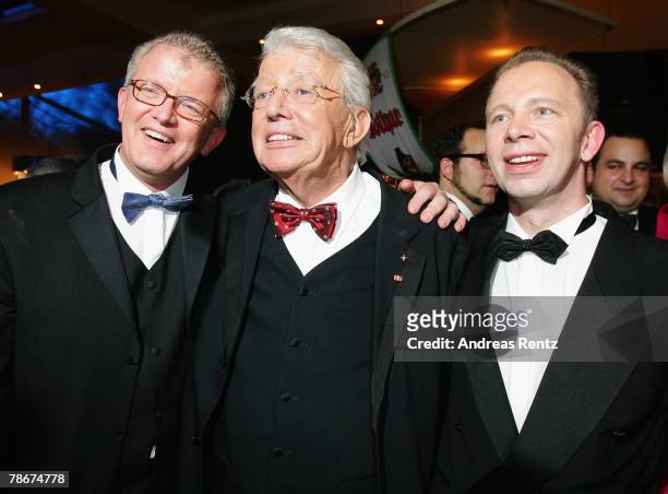 Television host Dieter Thomas Heck with his sons Nils Heckscher and Kim Heckscher attend the after show party to the 'Danke Dieter Thomas Heck - 70th...