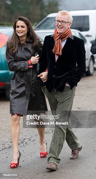 Chris Evans and Natasha Evans attend the wedding of Billie Piper and Laurence Fox at the Parish Church of St. Mary on December 31, 2007 in...