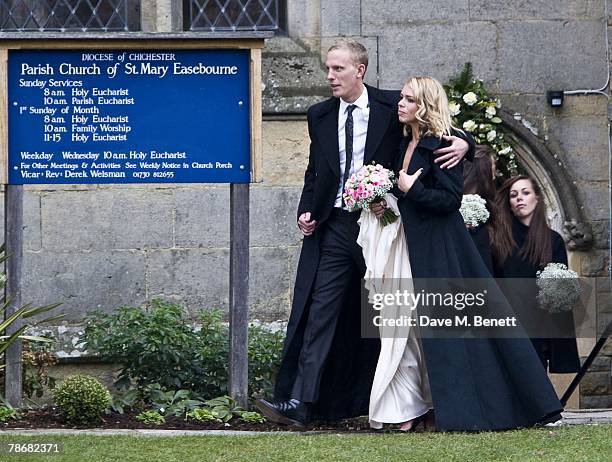 Laurence Fox and Billie Piper leave the Parish Church of St. Mary after their wedding on December 31, 2007 in Easebourne, West Sussex, England.