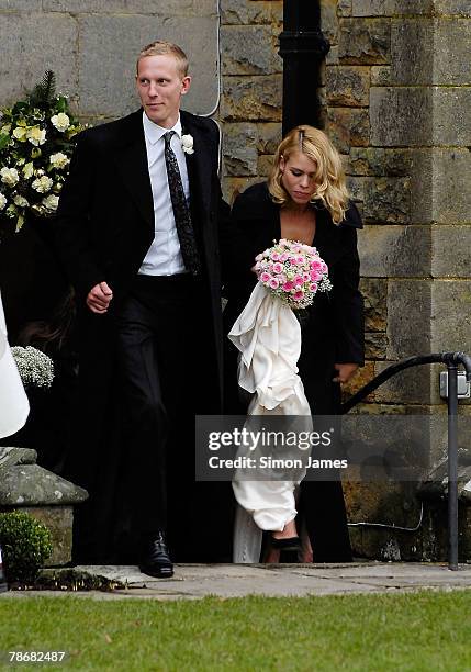 Billie Piper with husband Laurence Fox leave the Parish Church of St. Mary on December 31, 2007 in Easebourne, West Sussex, England.