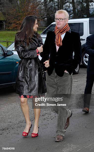 Chris Evans and wife Natasha Shishmanian arrive at the wedding of Billie Piper and Laurence Fox at the parish Church of St Mary on December 31, 2007...