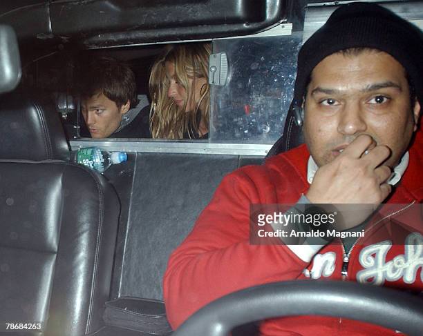 Tom Brady and Gisele Bundchen are seen in the taxi as they are going out for dinner December 31, 2007 in New York City. Reportedly, they split from...