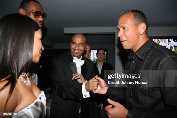 Savanah Brinson, LeBron James, O.G. Jaun and Alex Rodriguez attends the Opening Night at the 40/40 Club on December 30, 2007 in Las Vegas, Nevada.