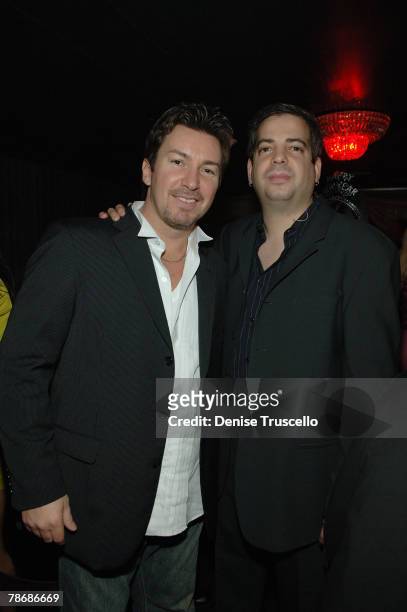 Hard Rock celebrity VIP host Richard Wilk and music producer Tommy Lipnick attend the New Year's Eve 2008 party featuring musical group Backstreet...