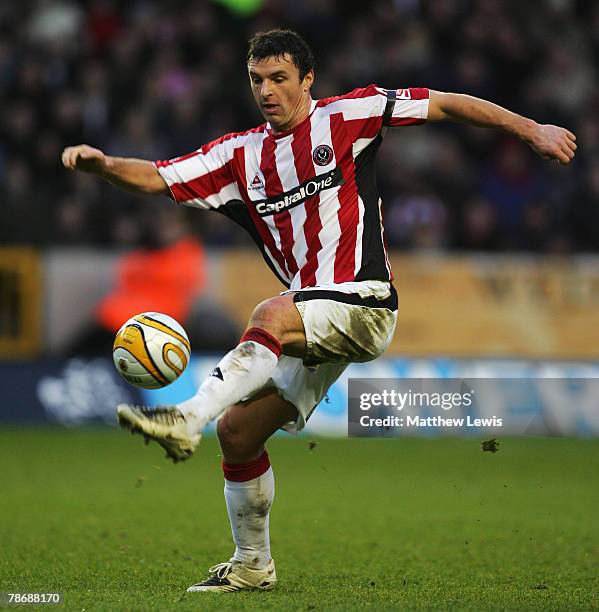 Gary Speed of Sheffield United makes his debut during the Coca-Cola Championship match between Wolverhampton Wanderers and Sheffield United at...