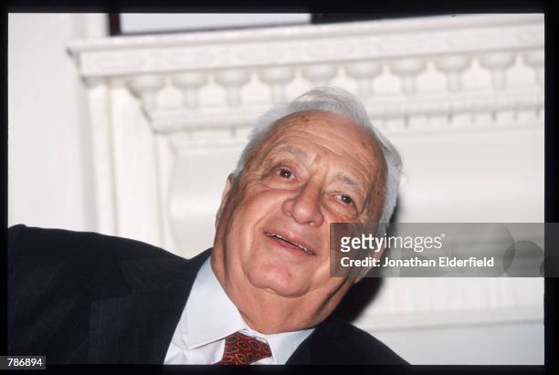 Israeli foreign minister Ariel Sharon attends a meeting January 8, 1999 in New York City. Sharon was involved in all of the Arab Israeli wars and was...