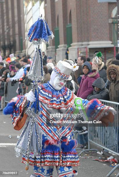 Mummer struts up Broad Street during the 107th Annual New Year's Day Mummer's Parade January 1, 2008 in Philadelphia, Pennsylvania. Thousands came...