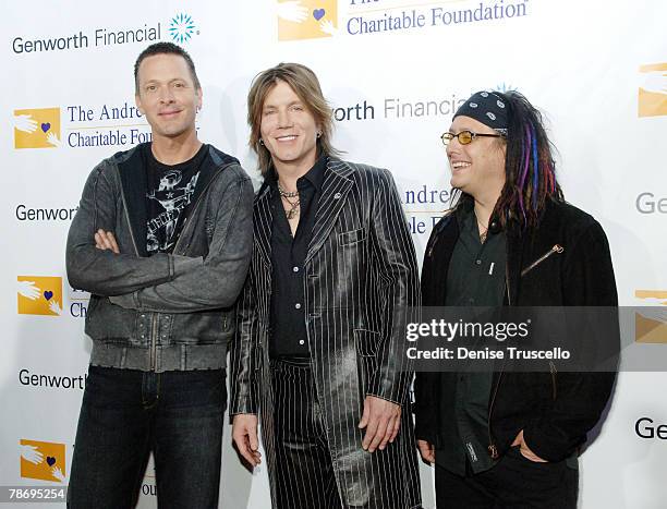 Muscians Mike Malinin, Johnny Rzeznik and Robby Takac of the Goo Goo Dolls arrive to The Andre Agassi 12th Annual Grand Slam for Children at The MGM...