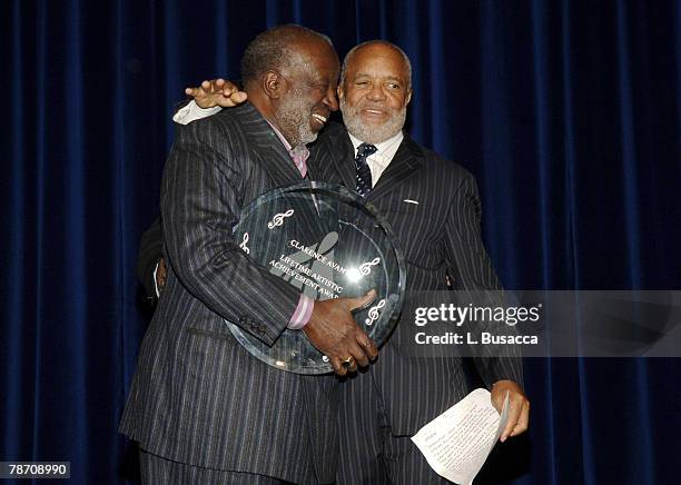 Clarence Avant and Berry Gordy at the T.J. Martell Foundation's 31st Annual Awards gala at the Marriott Marquis in New York City