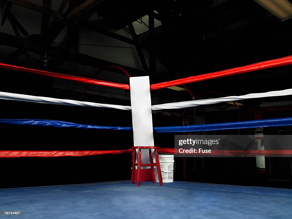 Empty Corner of Boxing Ring