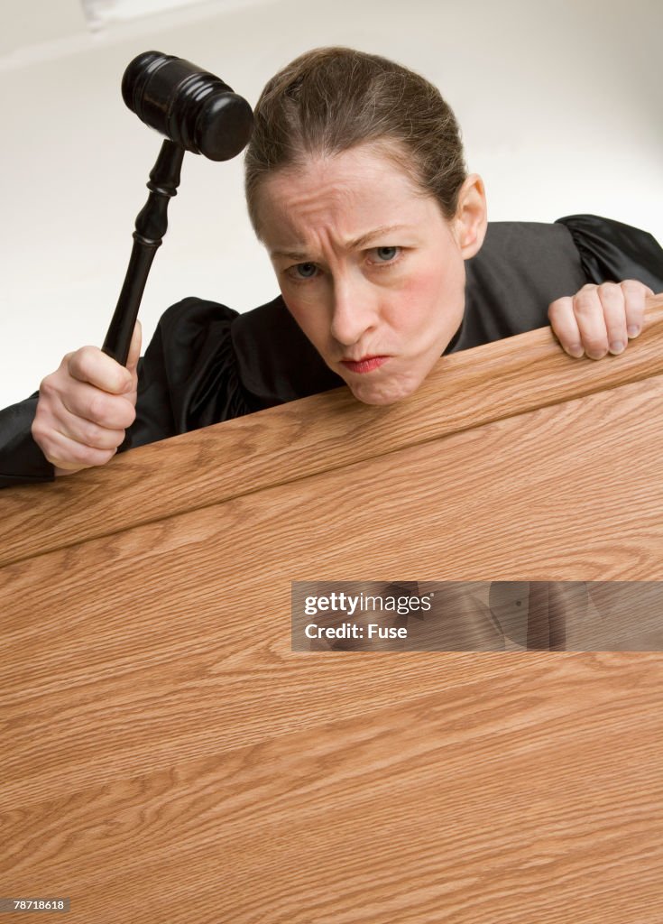 Judge Looking Down from Bench