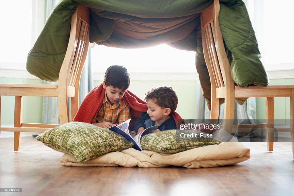 Children Under a Homemade Fort