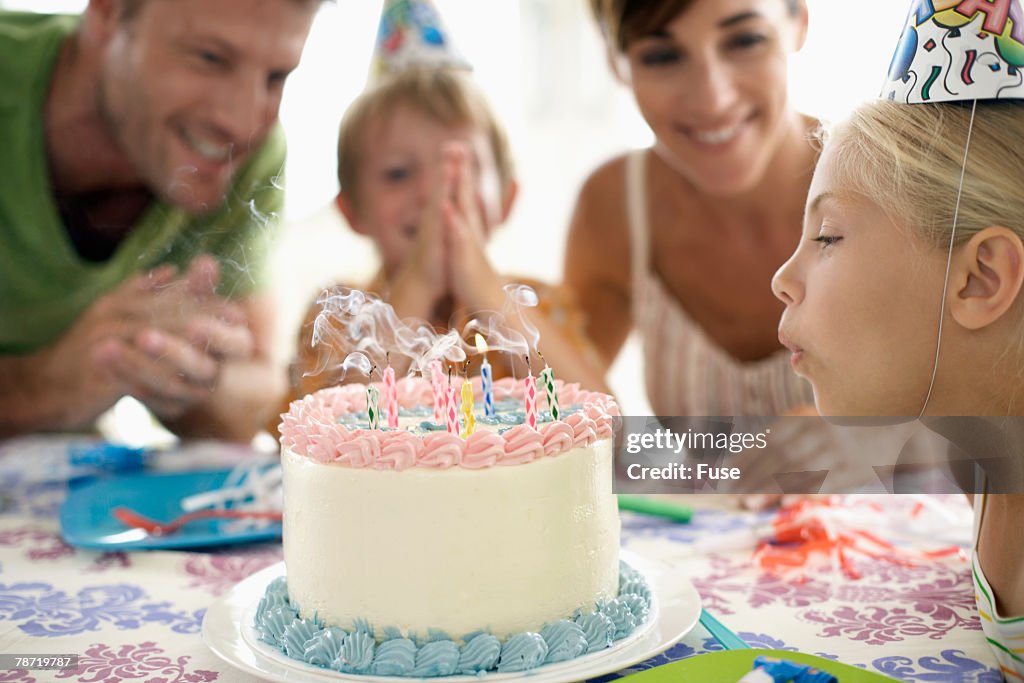 Blowing Out Candles on a Cake